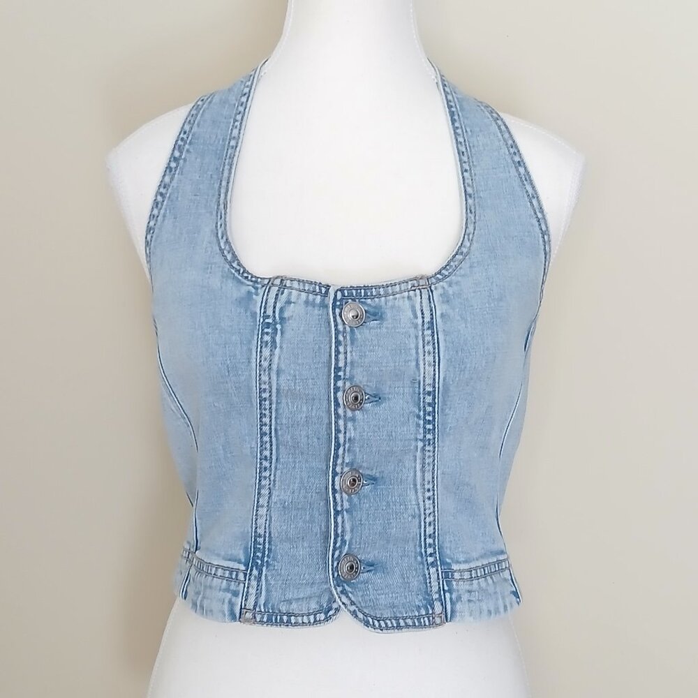 American Eagle Denim Halter Vest Size Medium